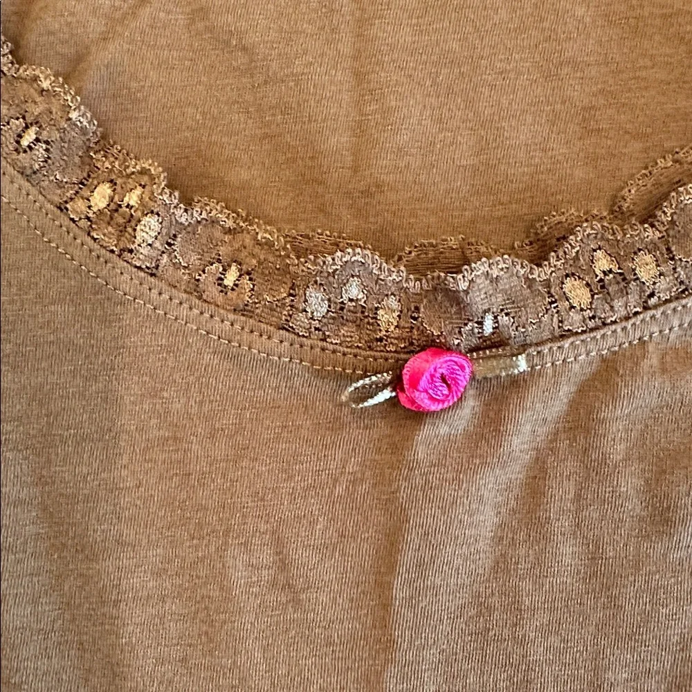 New Free People Brown Lace-Trimmed Chemise. Size S.